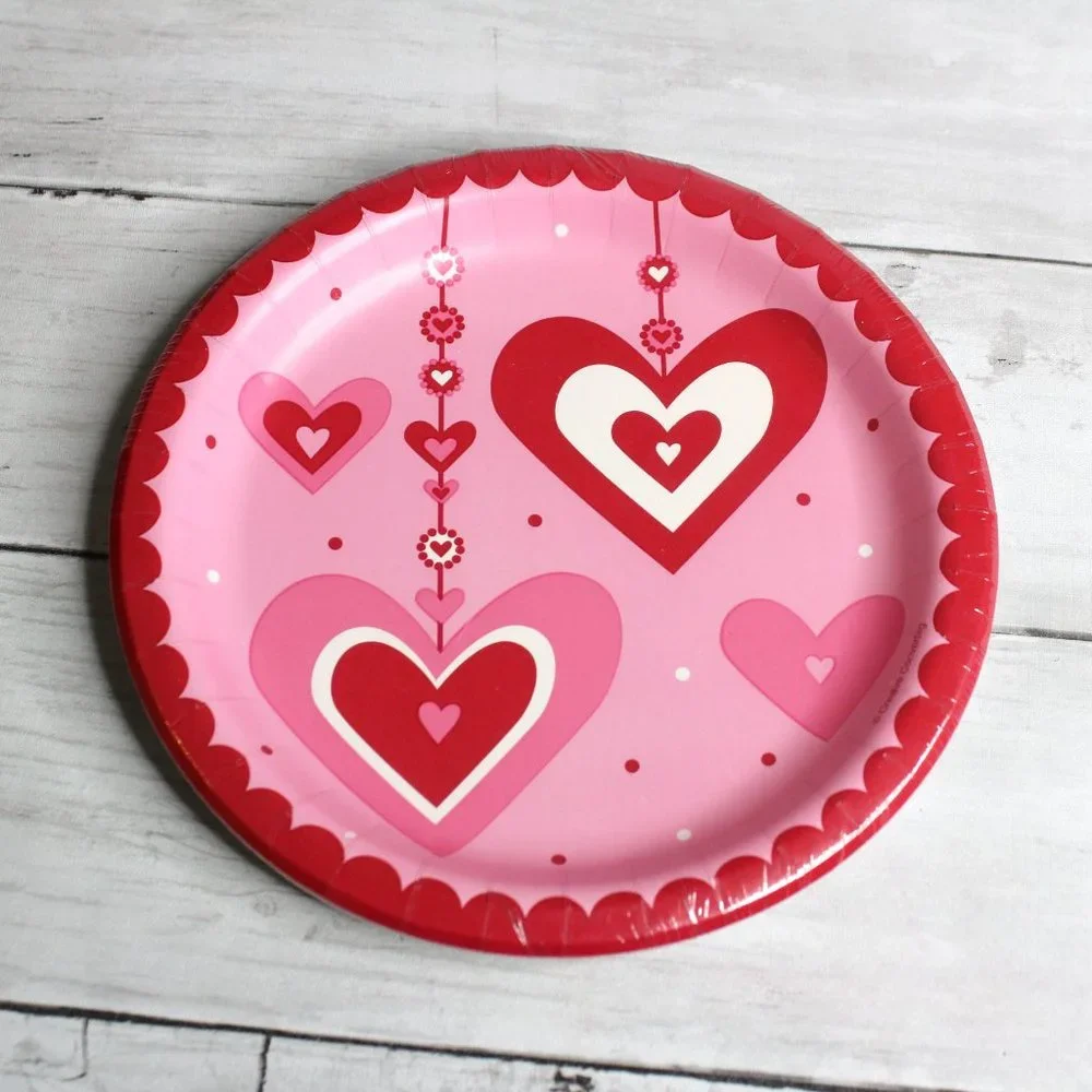 Party Valentine's Day Paper Plates Napkins Cutlery Dinnerware Lot Pink